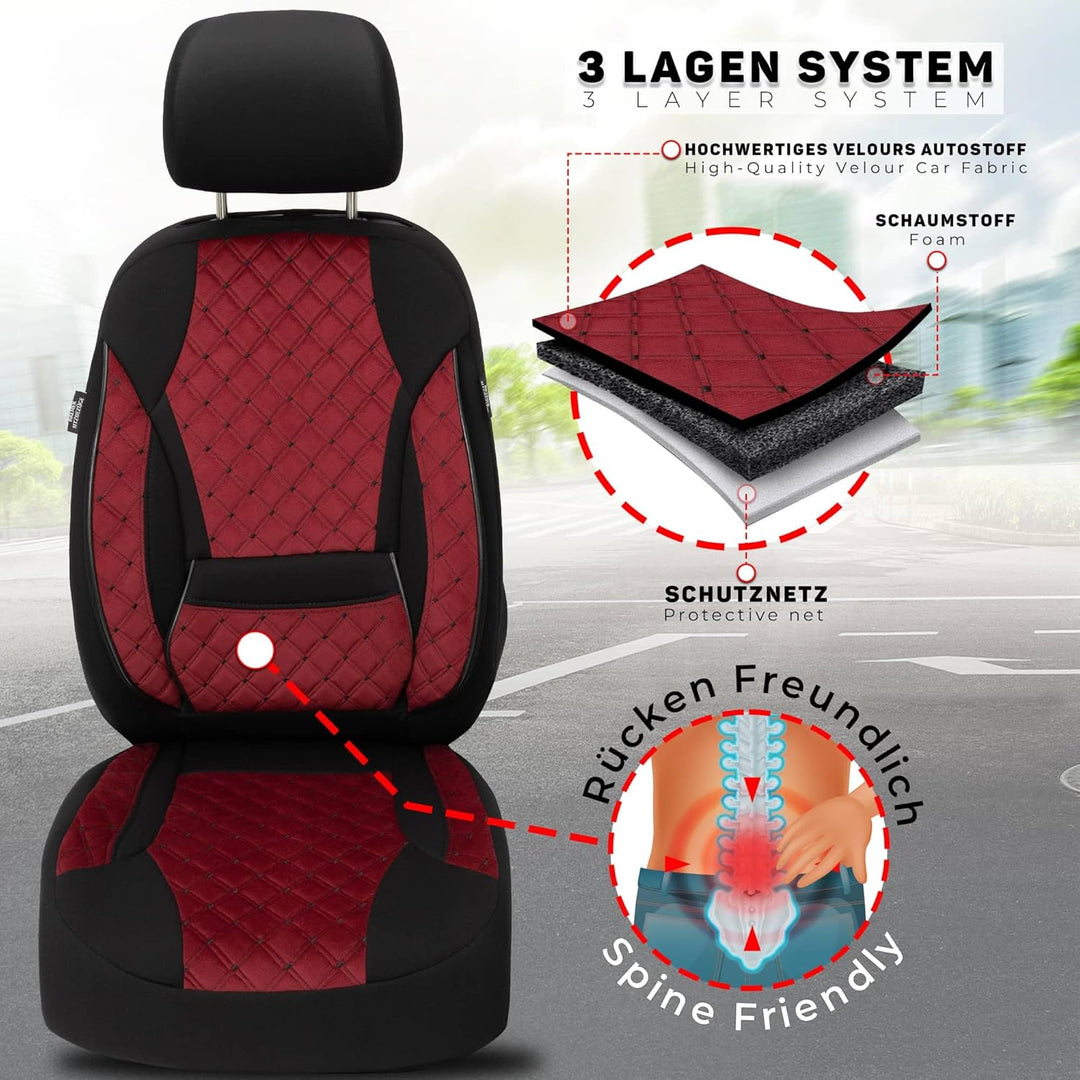 BREMER SITZBEZÜGE Mass Sitzbezüge Schonbezüge für Mercedes GLK X204 TK602 TK602 - Weinrot / Schwarz