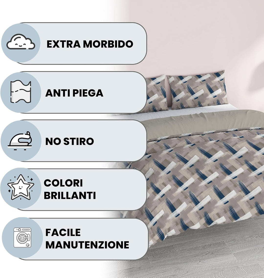 Fantasy Italian Bed Linen Bettbezug, Doppelte, Mikrofaser, Pinselstrichen Pennellate Doppelte, Penne