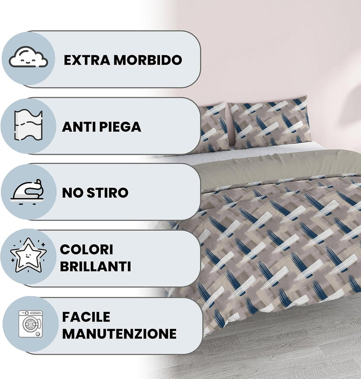 Fantasy Italian Bed Linen Bettbezug, Doppelte, Mikrofaser, Pinselstrichen Pennellate Doppelte, Penne