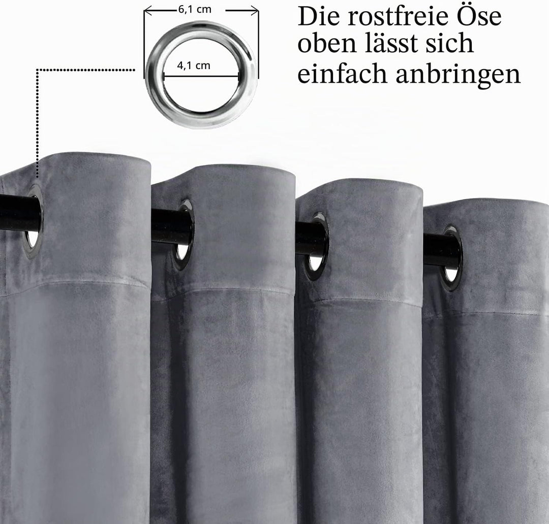 JIUZHEN Verdunklungsvorhang aus Samt,2er Set weiche blickdichte Gardinen mit Ösen für Schlafzimmer,1