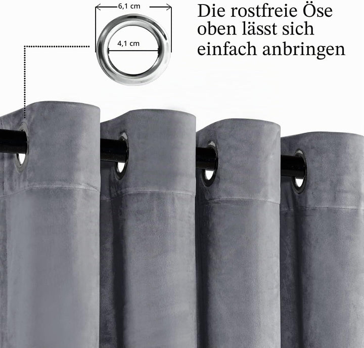 JIUZHEN Verdunklungsvorhang aus Samt,2er Set weiche blickdichte Gardinen mit Ösen für Schlafzimmer,1