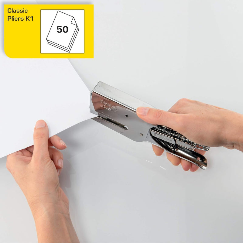 Rapid 5000494 Heftzange K1 (Metall, Heftleistung 50 Blatt, Heftklammerntyp 24) hellgelb mellow yello