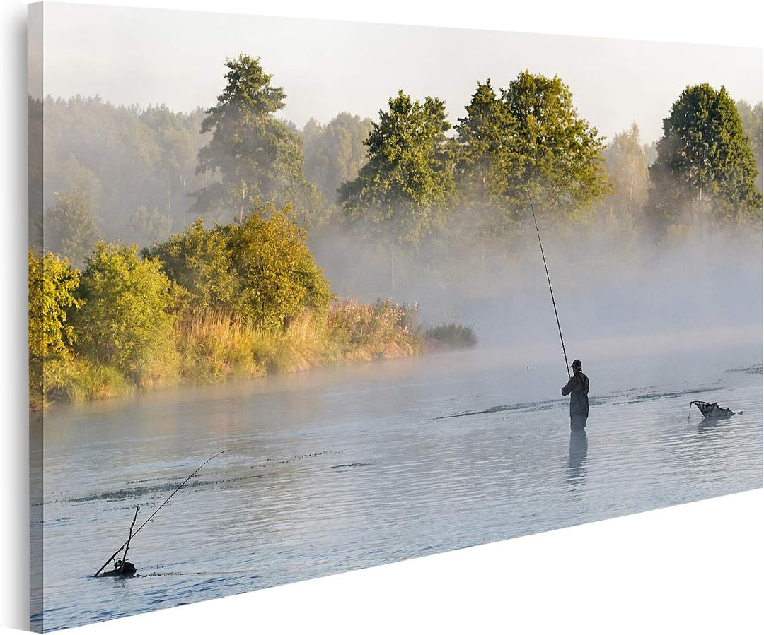 islandburner Bild auf Leinwand Angeln Angeln In Einem See Natur Serie Bilder Wandbilder Poster Leinw
