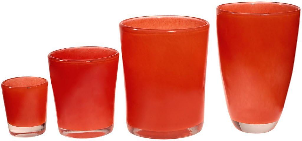 CRISTALICA Bouquet Vase Blumenvase Übertopf Colori Rot H 11 cm D 9,5 cm Handgefor Tischvase Tischdek