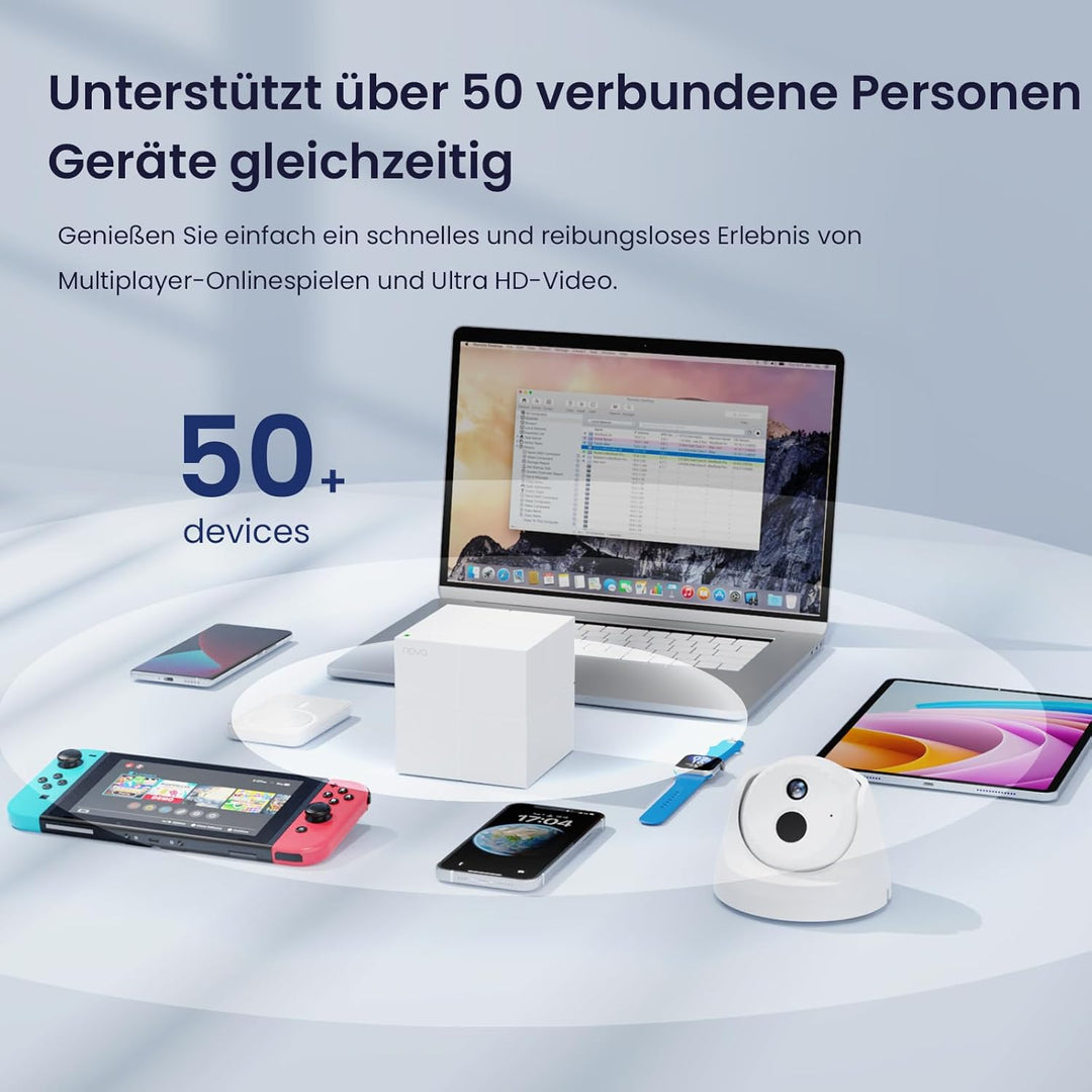 Tenda Nova MW6 Mesh WLAN System - AC1200 Dual Band WLAN Mesh System - Reichweite bis zu 330m² & 90 G