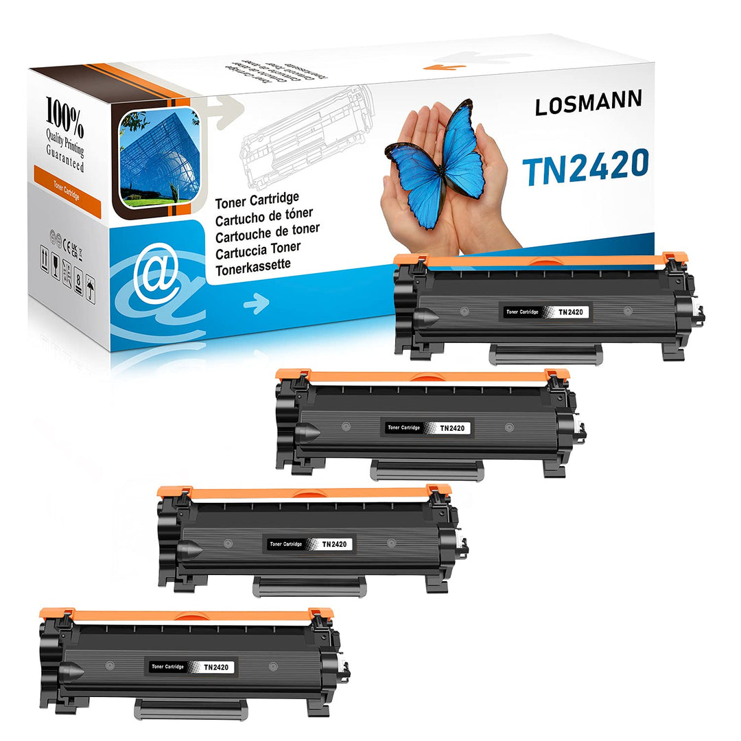 LOSMANN 4X Toner Kompatibel MIT CHIP für Brother TN-2420 TN-2410 TN2420 für Brother MFC-L2730DW MFC-