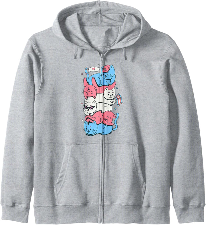 Transgender Stolz Lustige Kawaii Kitty Katze Stack Trans Kapuzenjacke