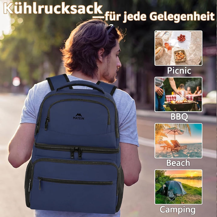 MATEIN Kühlrucksack 34L, 40 Dosen Kühlrucksack Gross, Kühltasche Rucksack | Cooler Backpack Thermo D