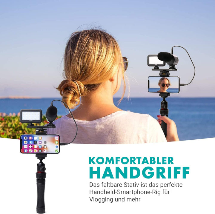 Movo iVlogger Vlogging-Kit für das iPhone - Lightning-kompatibles Video Vlogging Set - Zubehör: Hand