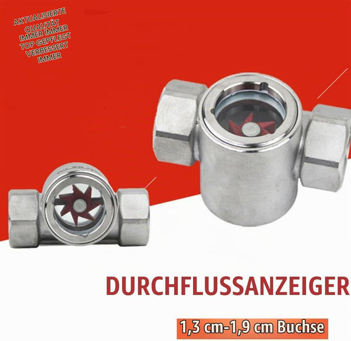 Durchflussanzeiger Edelstahl, 3/4" Fenster-Schauglas-Wasserdurchflussanzeiger mit Laufrad Visueller