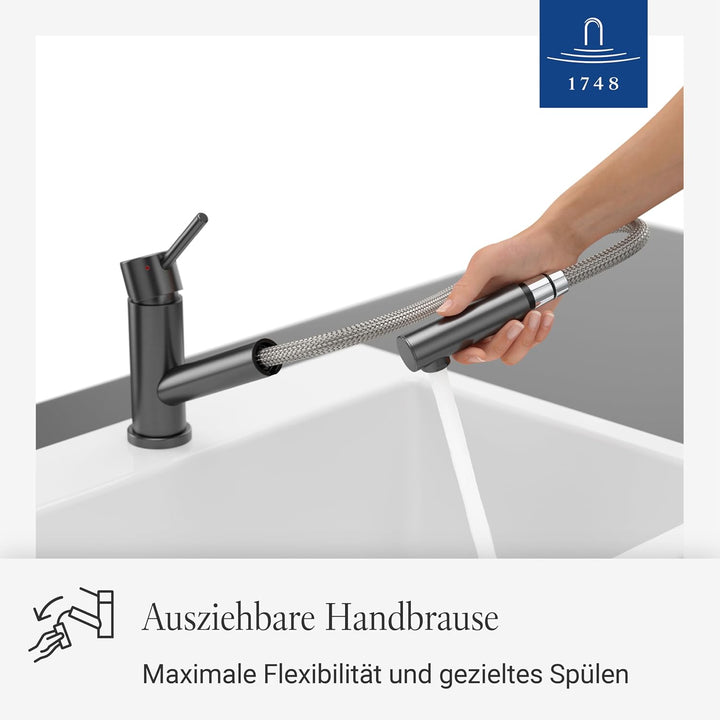 Villeroy &amp; Boch Como Shower | Hochdruck | Einhand-Küchenarmatur mit herausziehbarer Handbrause | Ant