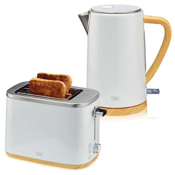 KHG Wasserkocher und Toaster Set 2-teilig | 2.200 & 800 Watt | Frühstücksset mit Kapazität 1,7 Liter