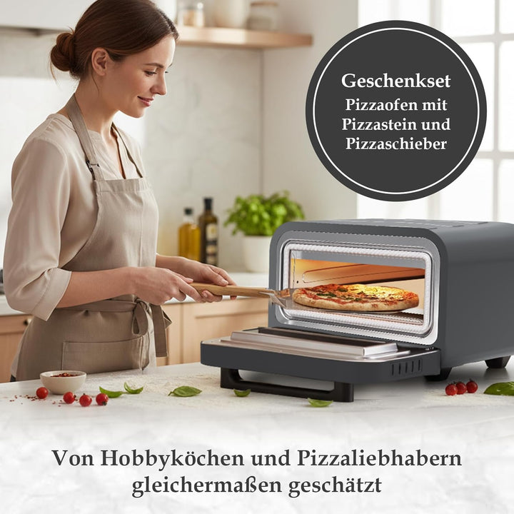 Pizzaofen Elektrisch Mit Pizzastein Für Backofen & Pizzaschieber - 450°C Elektrischer Pizza Ofen - E