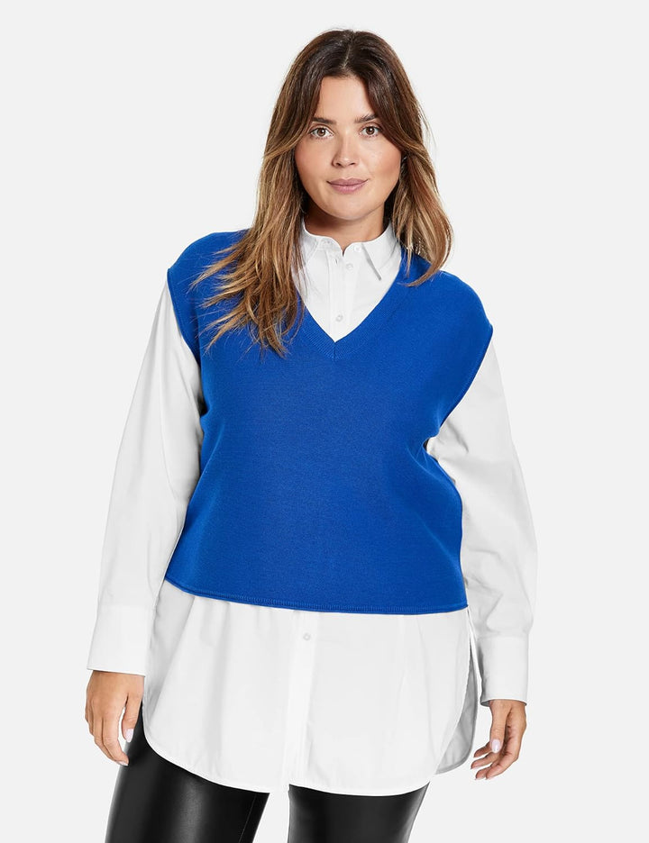 SAMOON Damen 172028-25400 Pullunder, Brigth Blue, 44