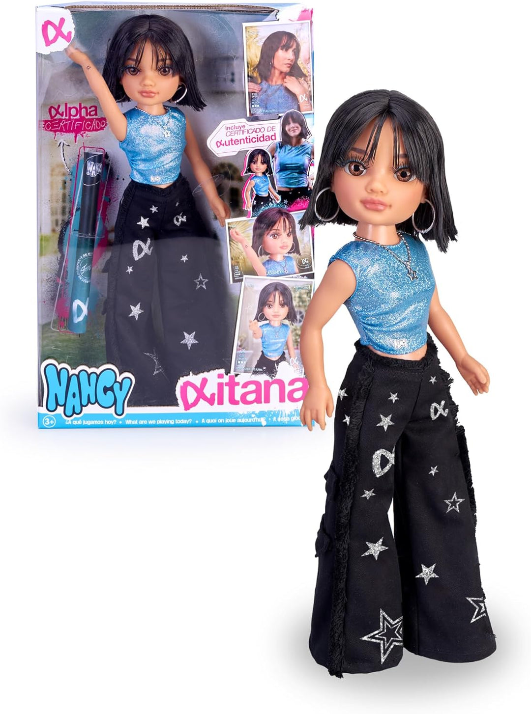 Nancy - Aitana, Puppe wie die Sängerin, Kurze braune Haare und Pony, Alpha-Ära der Babys, mit authen
