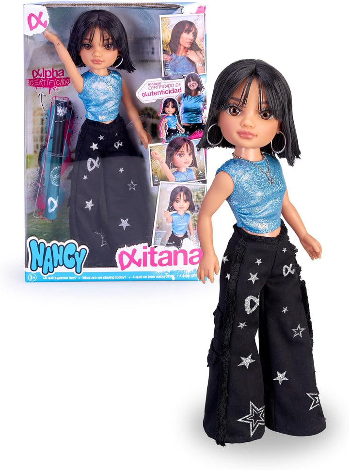 Nancy - Aitana, Puppe wie die Sängerin, Kurze braune Haare und Pony, Alpha-Ära der Babys, mit authen