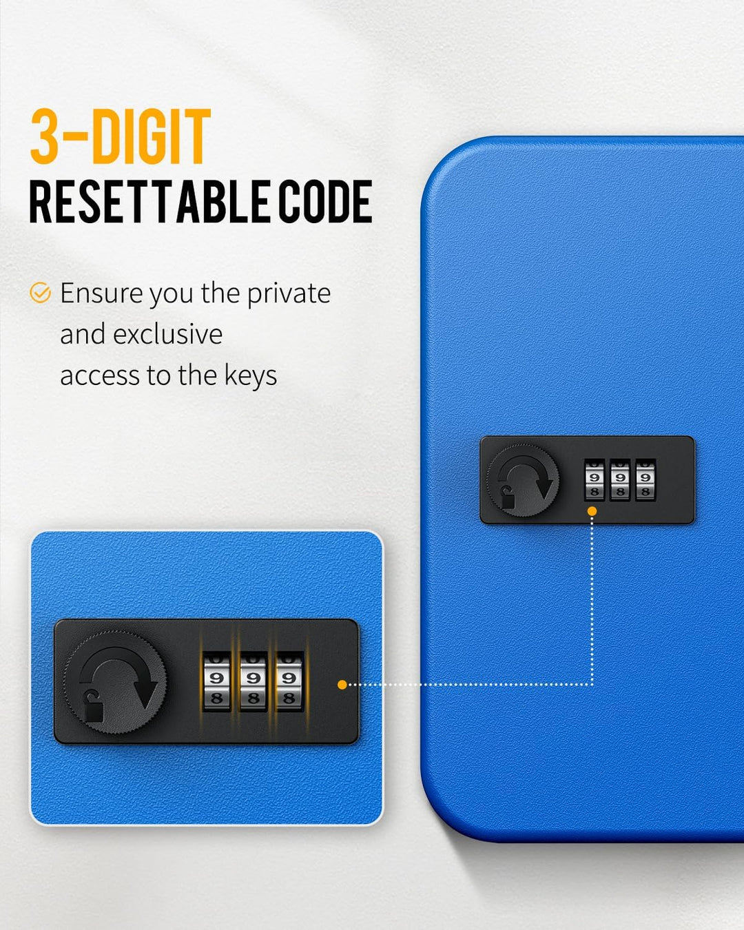 Uniclife 20 Fach Schlüsselbox mit Zahlenschloss und resettbarem Code, Blaue Digitale Sicherheitsbox