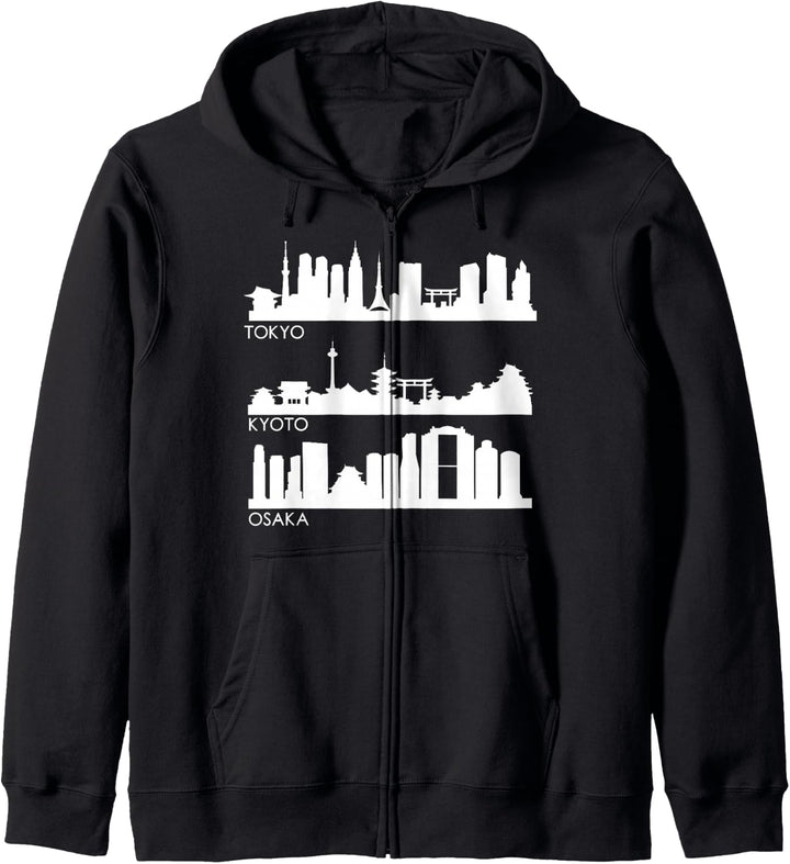 TOKIO OSAKA KYOTO, JAPANISCHE STÄDTE SKYLINE Kapuzenjacke