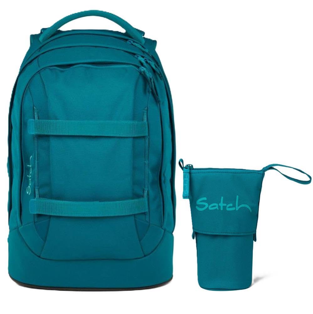 Satch Pack Schulrucksack Set 2tlg. inkl. Pencil Slider (Deep Petrol), Deep Petrol