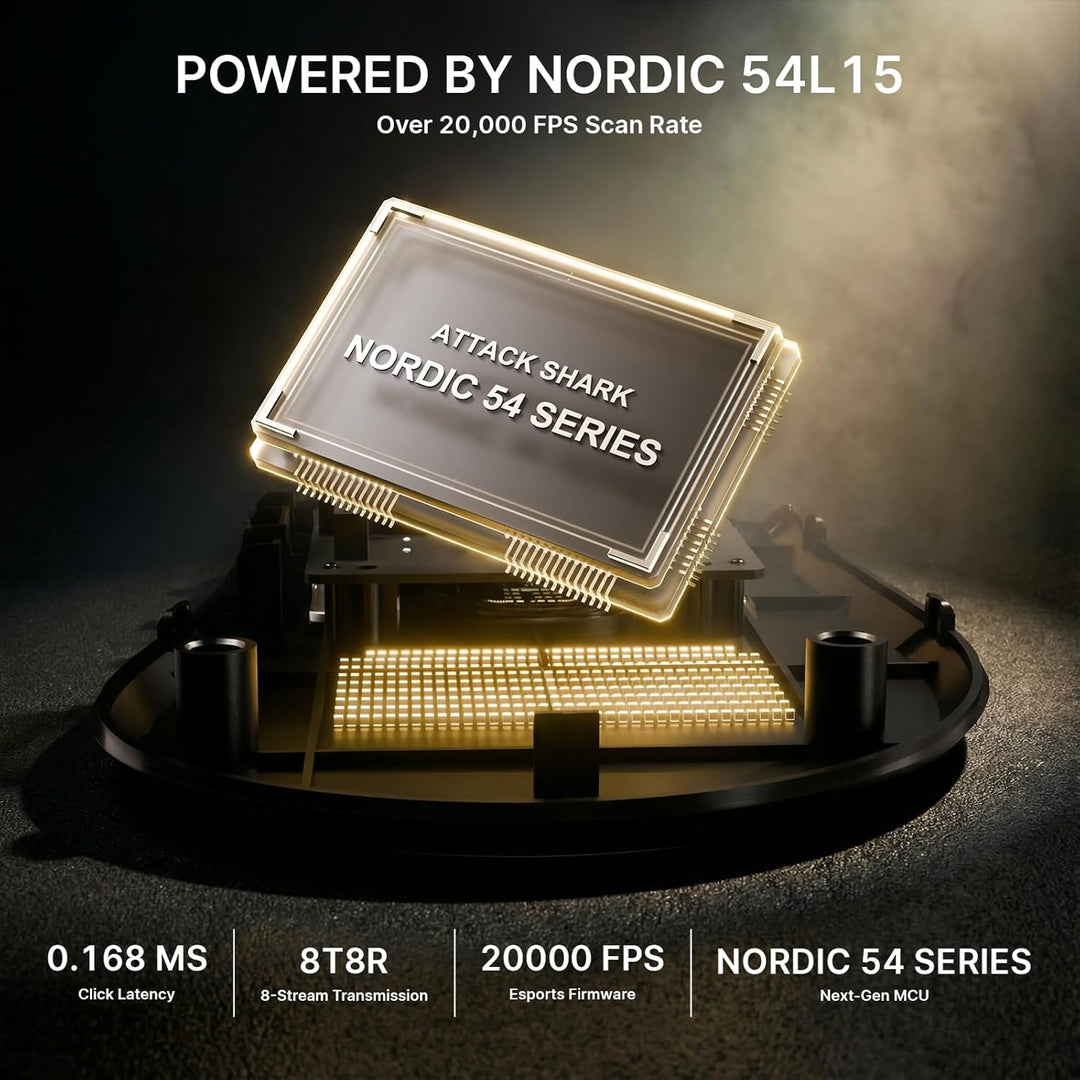 ATTACK SHARK V8 8000Hz Kabellose Gaming-Maus, Nordic 54L15 Chip, PAW3950MAX Sensor, 42000 DPI, 20000