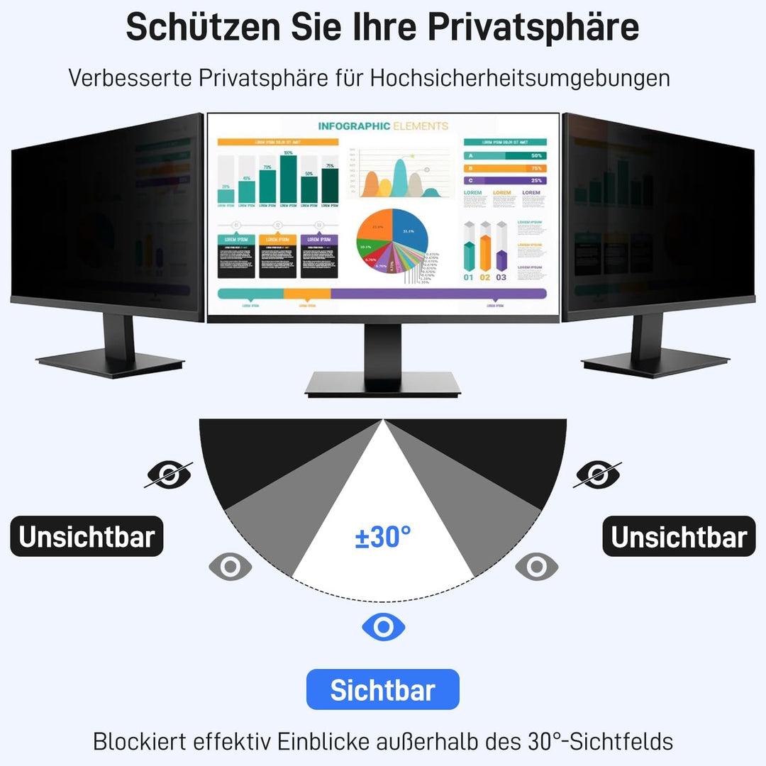 Pozlle 24-Zoll-Computer-Sichtschutzschild für 16:9-Breitbild-Desktop-Monitor - Blendfreier Blaulicht