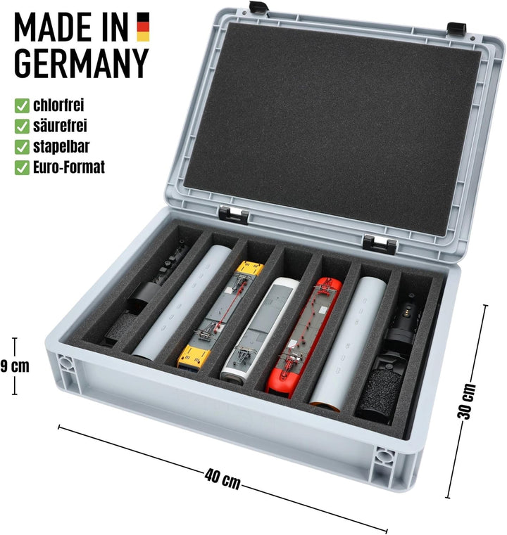 Feldherr Eurobox 40 x 30 cm Set für Modelleisenbahnen - Spur H0-7 Fächer - Schaumstoffeinlage für st