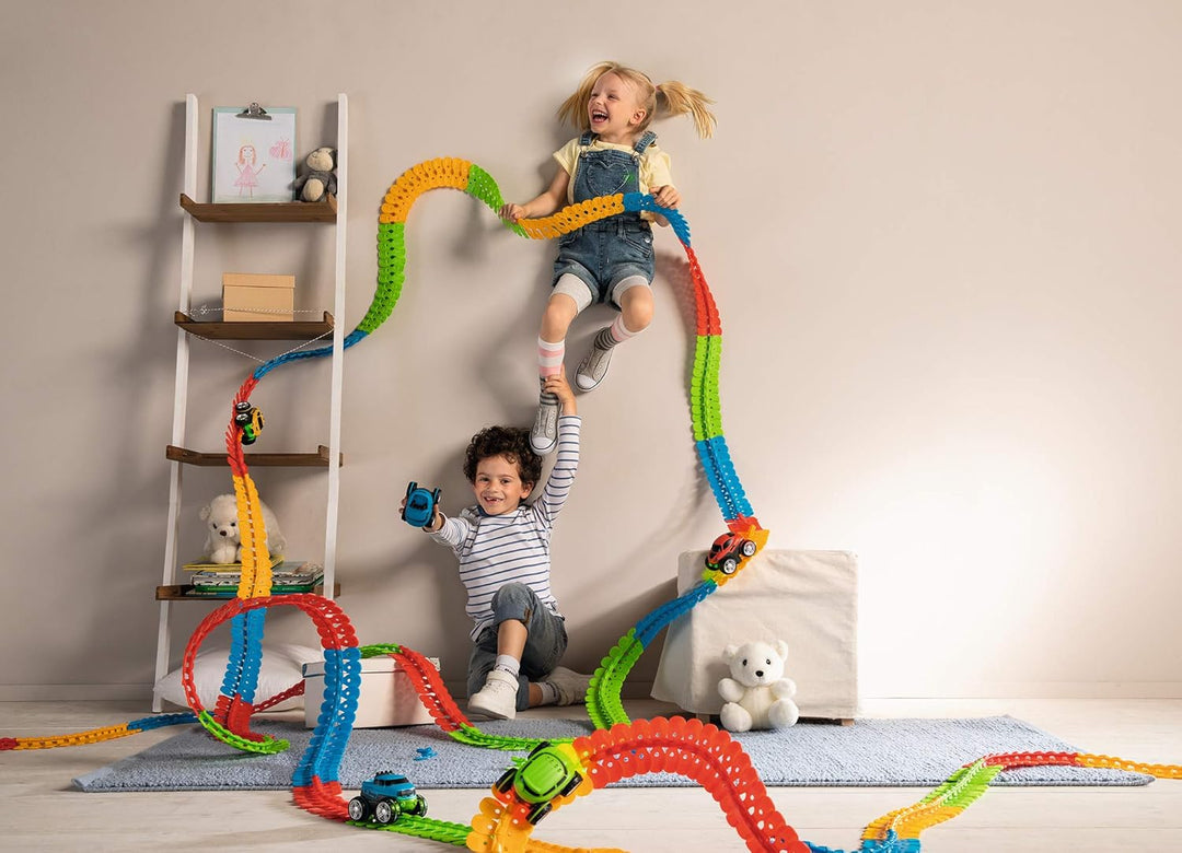 Smoby – FleXtreme Schienen-Erweiterung – 72 Schienen für Flextreme Starter-Set, Rennbahn für Autos,