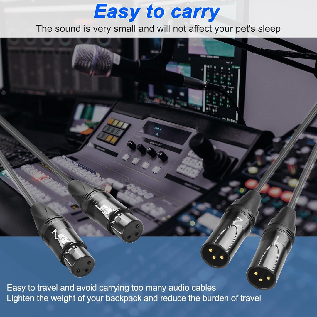 XMSJSIY 2-Kanal XLR Audio Schlange 3-Pin XLR Stecker zum Buchse Splitter Mikrofon Aufnahme Schlange