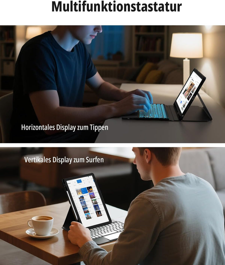 CACOE Drehbare Tastatur Hülle für Samsung Galaxy Tab A11 Plus/A9 Plus 2025/2023 (11 Zoll) mit Touchp