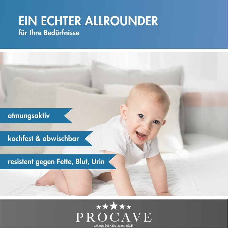 PROCAVE wasserdichter Matratzenbezug in blau. atmungsaktiv und abwischbar 70x140 cm für Matratzen-Hö