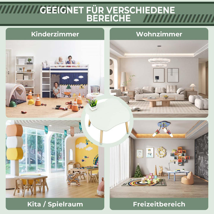 Rebecca Mobili Tisch und 2 Stühle für Kinderzimmer, Montessori Set 3 Teile, Wassergrün Braun, MDF Ki
