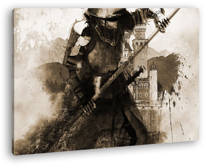 deyoli Mittelalter - Illustration Format: 80x60 Effekt: Sepia als Leinwandbild, Motiv fertig gerahmt