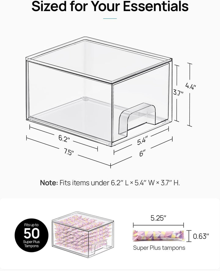 Vtopmart 2er-Set Kleine Schubladen Organizer, Transparent Badezimmer Organizer mit 16 rutschfeste Ma