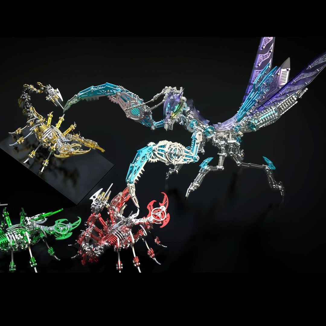 Bunte 3D Metall Puzzle Erwachsene Mantis mit Licht, 3D Modellbausatz Metall für Erwachsene mit Werkz