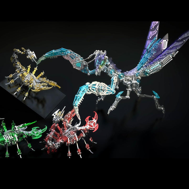 Bunte 3D Metall Puzzle Erwachsene Mantis mit Licht, 3D Modellbausatz Metall für Erwachsene mit Werkz