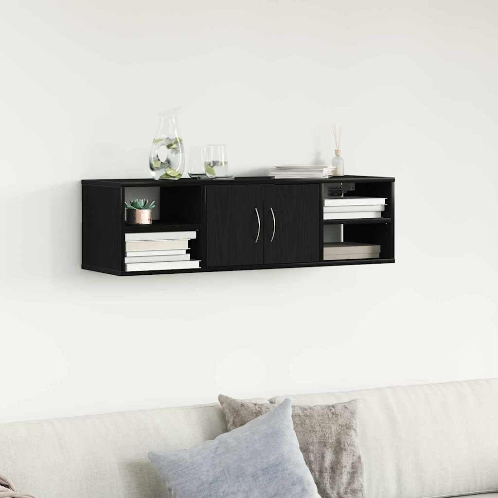 vidaXL Wandregal Schwarz Eichen-Optik 102 x 30 x 29 cm Holzwerkstoff, Moderne Wandregale, viel Staur