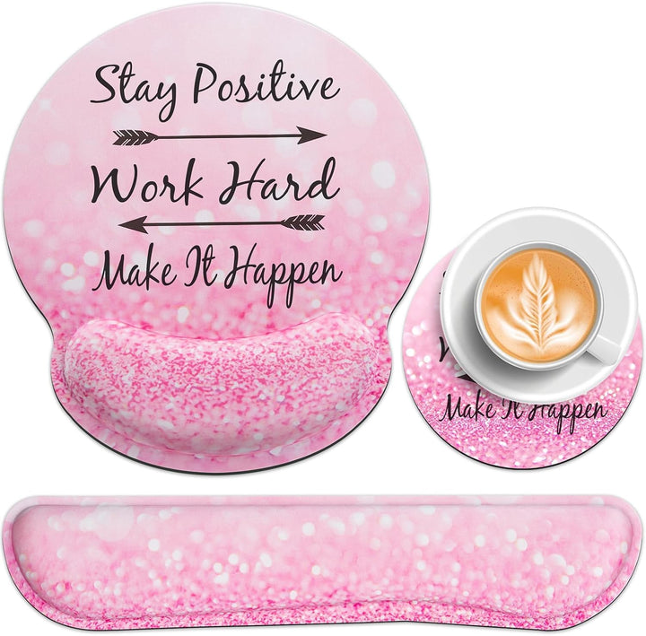 3-in-1 Mousepad Set,Acezeek Handballenauflage Tastatur,Mauspad mit Gelkissen,Cup Pad,Ergonomisches M