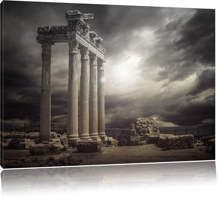 Pixxprint Apollon Tempel Ruine in Side als Leinwandbild/Grösse: 100x70 / Wandbild/Kunstdruck/fertig