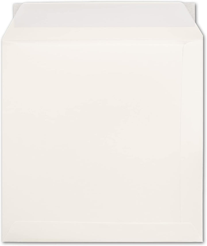 NEUSER PAPIER 50 quadratische Briefumschläge 22 x 22 cm - Creme - 120 Gramm pro m² - Für ganz besond
