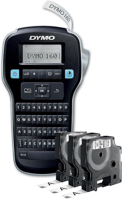 DYMO LabelManager 160 Label Maker Starter Kit, Monochrom | Handetikettiermaschine | mit 3 Rollen D1