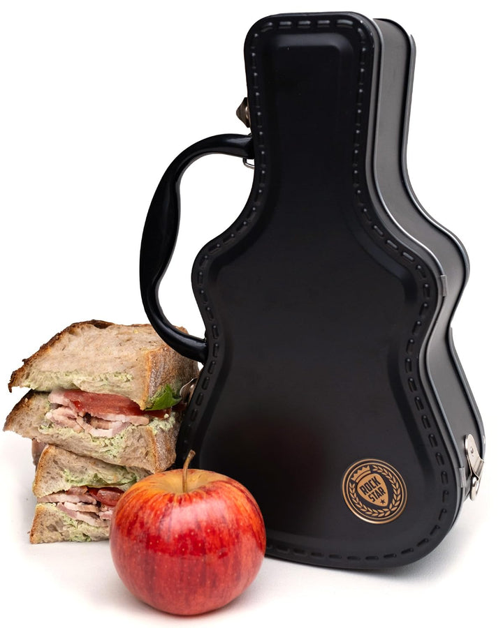 Suck UK Guitar Lunch Box, Brotdose Im Gitarrenkoffer-Design Gitarre, Blechdose Aufbewahrungsbox Paus