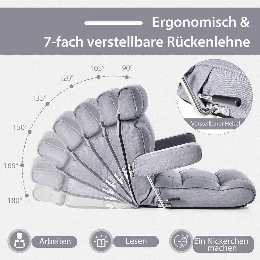GOPLUS Bodenstuhl, Relaxliege mit Armlehne & Verstellbarer Rückenlehne, Bodensessel mit Schlaffunkti