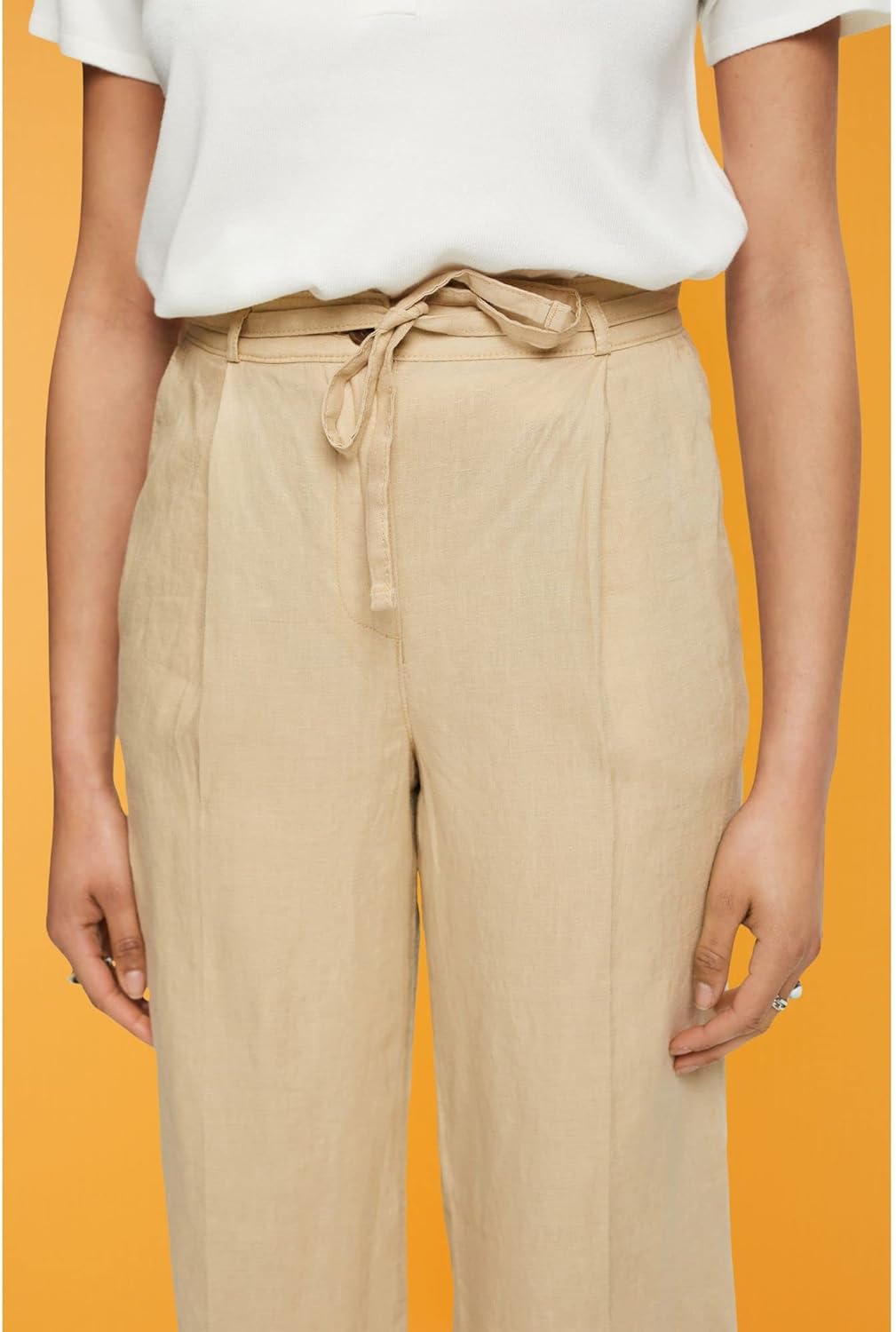 ESPRIT Leinenhose mit weitem Bein 44W / 32L Sand, 44W / 32L Sand