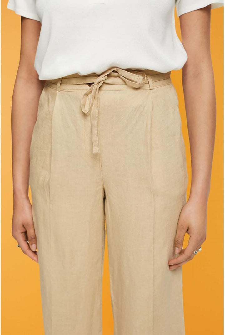 ESPRIT Leinenhose mit weitem Bein 44W / 32L Sand, 44W / 32L Sand