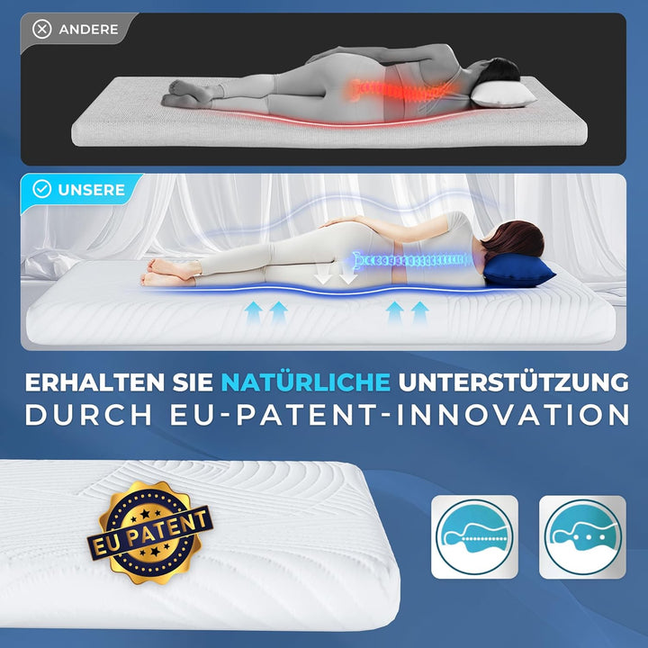 Matratzen Topper 180x200cm Memory Foam - CloudÉtoile Bequeme Matratzentopper 5cm Visco-Schaum Ergono