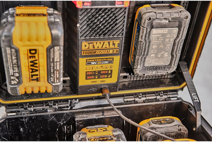 Dewalt ToughSystem 2.0 Akku-Ladebox DWST83471 (für 18V inkl. FlexVolt-Akkus, Doppelladegerät mit 4 A
