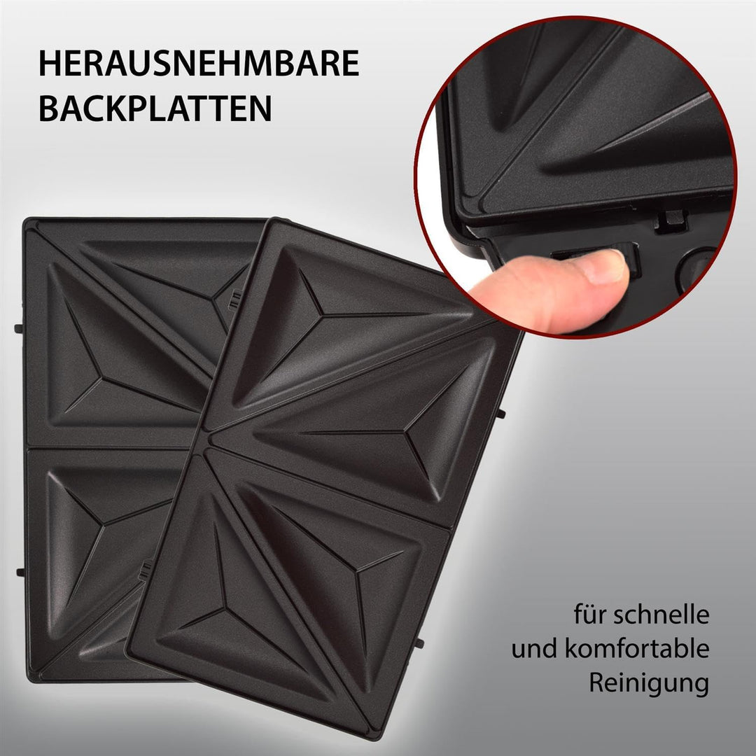 Syntrox Sandwichmaker Albal | Sandwich Toaster mit entnehmbaren Platten | Antihaftbeschichtet, Schwa