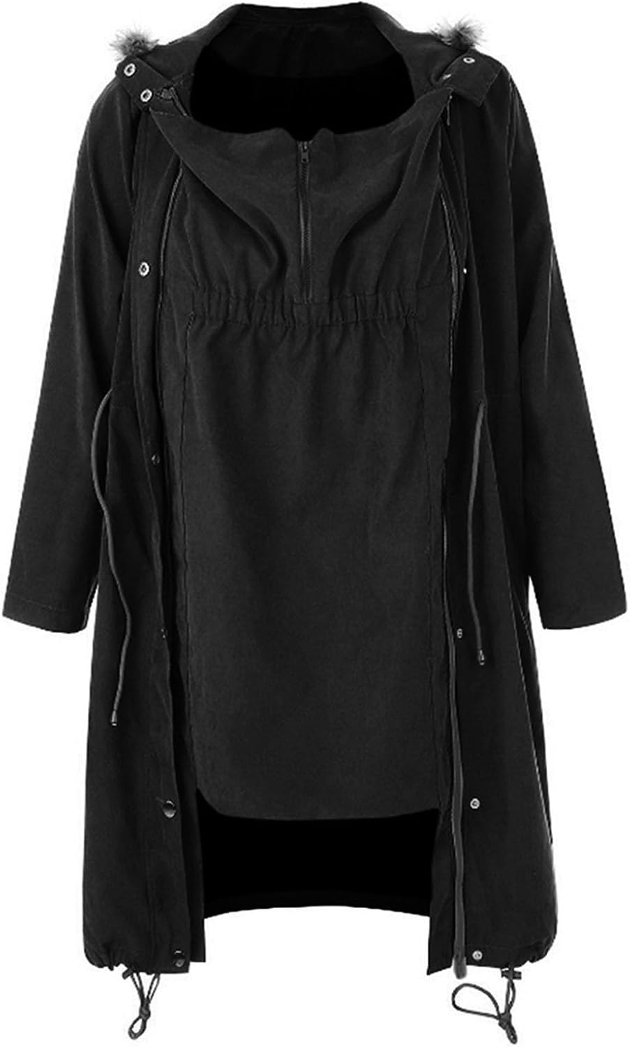 Umstandsjacke Winter 3 In 1 : Umstands Baumwolljacke Mit Einstellbarer Kordelzug& Taschen Schwangers