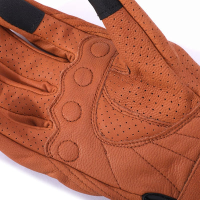 Harssidanzar Herren Motorradhandschuhe Ziegenleder Vollfinger Atmungsaktives und Perforiertes Design