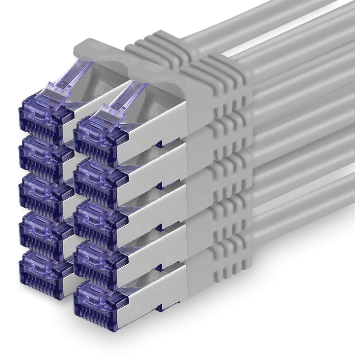 Cat.7 Netzwerkkabel 10m - Grau - 10 Stück - Cat7 Patchkabel (SFTP/PIMF/LSZH) Rohkabel 10 Gb/s mit Rj